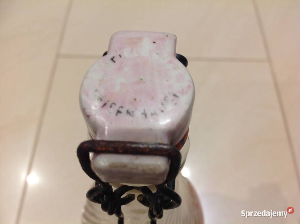 Stara Butelka Szklana z Porcelanką poj 05 L lubuskie Nowa Sól