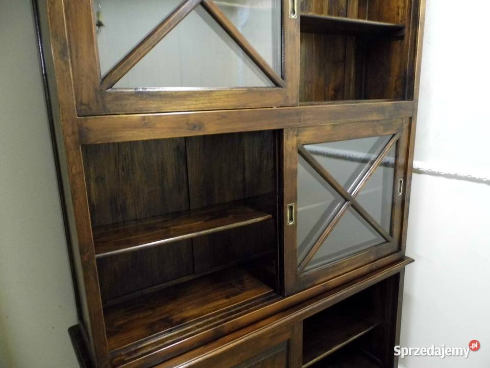 Piękna Unikatowa Biblioteka Witryna Lite Drewno Regały lubuskie