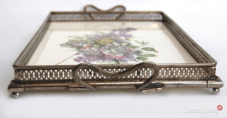 Patera secesyjna Secesja ceramika metal kwiaty