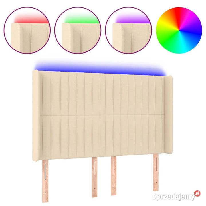 Zagłówek do łóżka z LED kremowy 147x16x118128 Meble Warszawa