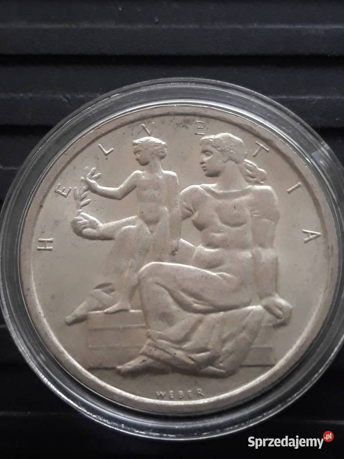 5 Franków Szwajcaria 1948 r Rocznica Konin