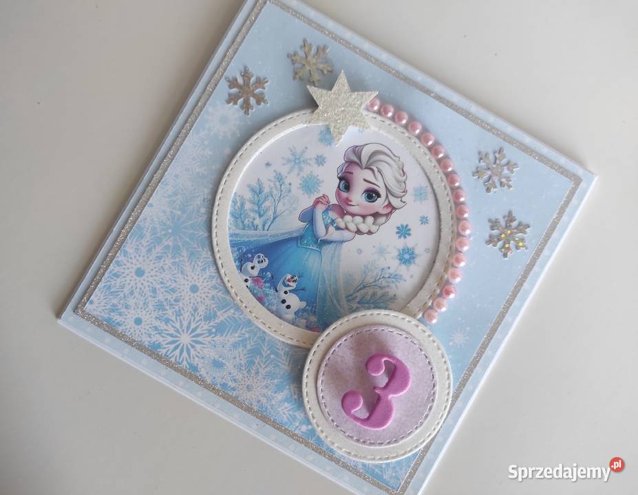 Kartka ręcznie robiona na urodziny Kraina lodu Łódź sprzedam