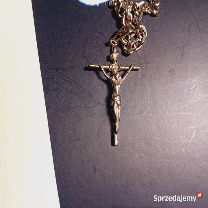 Srebrny krzyż z JEZUS CHRYSTUS świętokrzyskie Starachowice