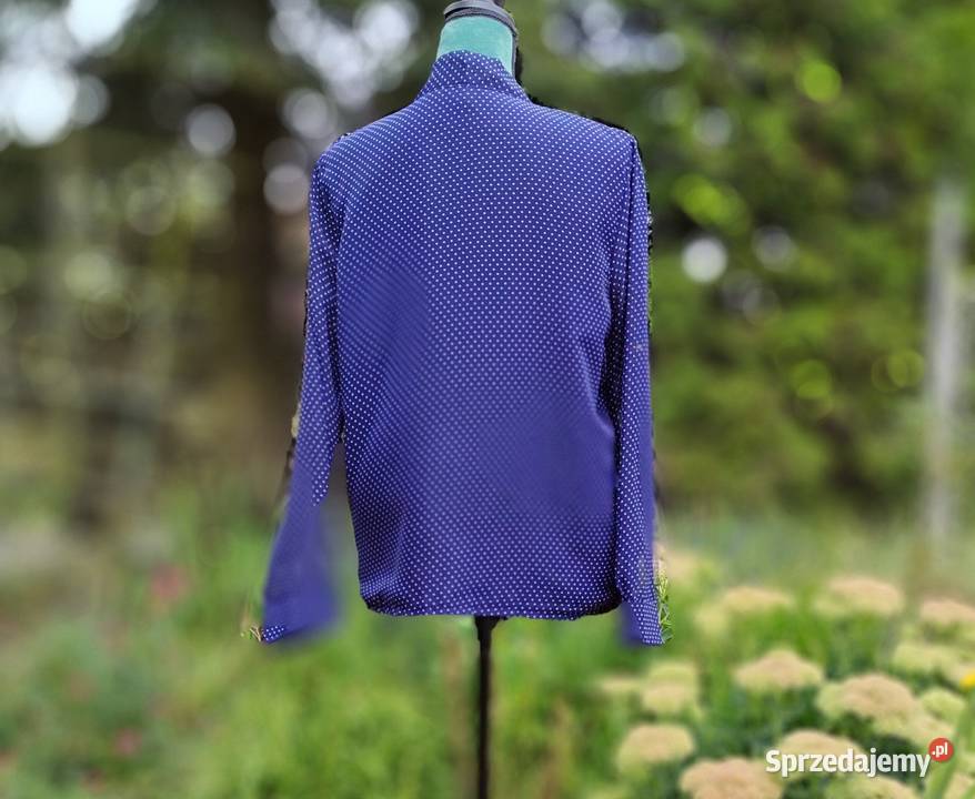 Elegancka bluzka granatowa XL 42 groszki kropki Szczecin