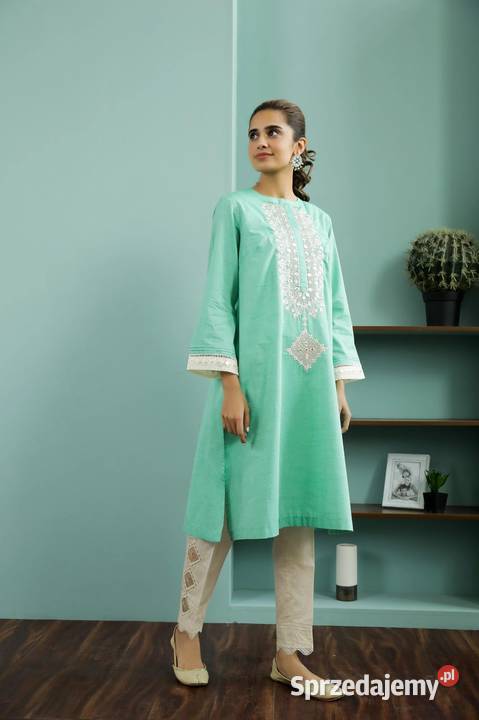 Nowa zielona tunika indyjska S 36 kameez kurta zielony Szczecin