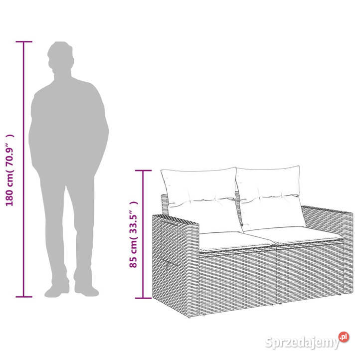Sofa ogrodowa z poduszkami 2osobowa beż Warszawa