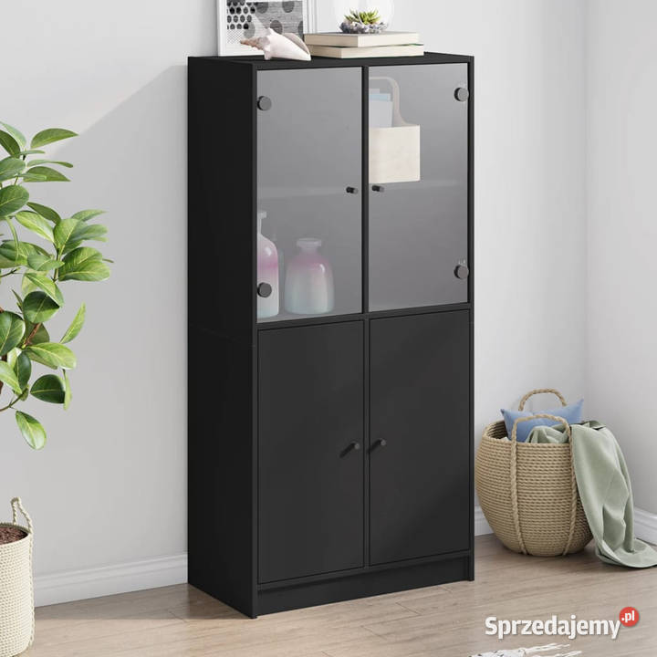 Szafka z drzwiczkami czarna 68x37x142 WM3295865 Pozostałe Warszawa
