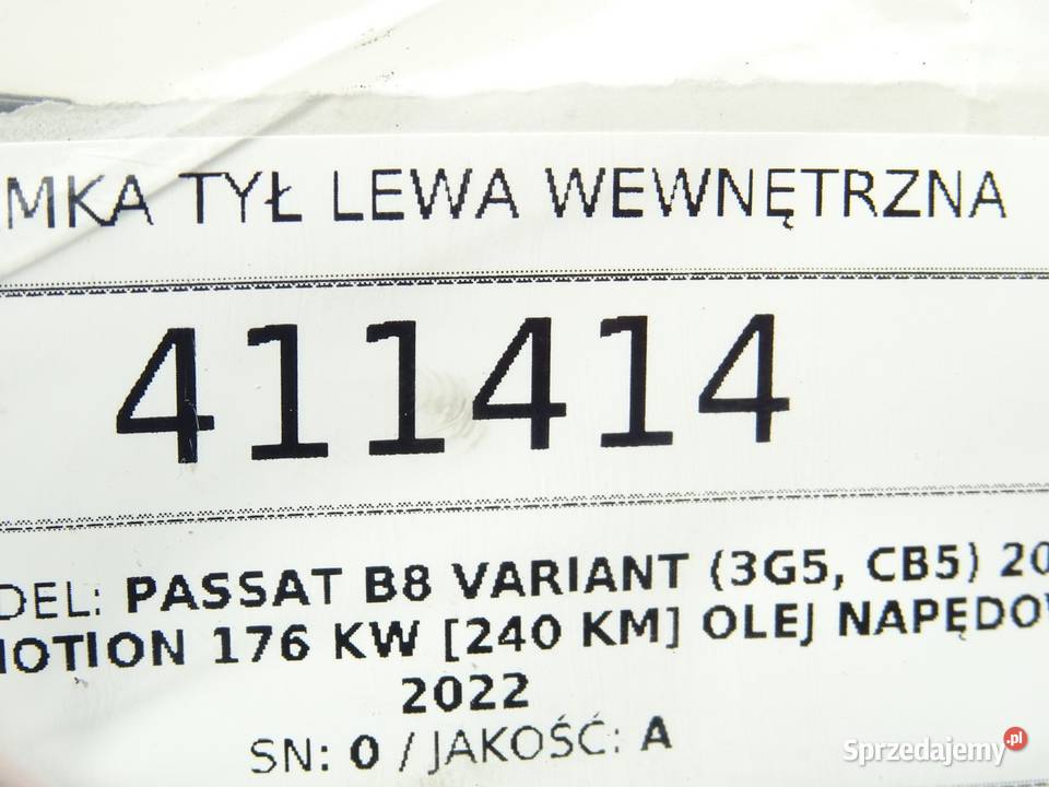 KLAMKA TYŁ LEWA WEWNĘTRZNA VW PASSAT B8 osobowe