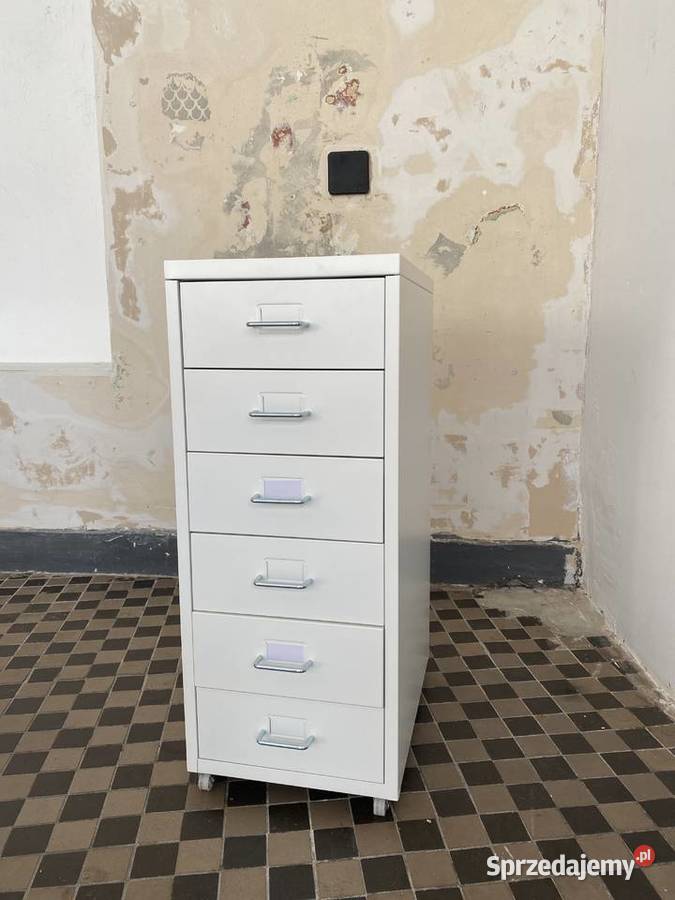 Komoda na kółkach biała 28x69 materiały stal Warszawa