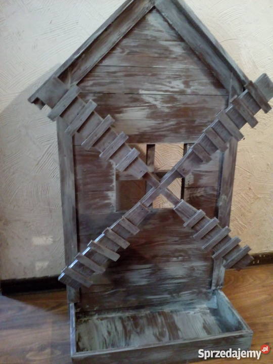 Kwietnik drewniany wiatrak ozdoba Grodziec