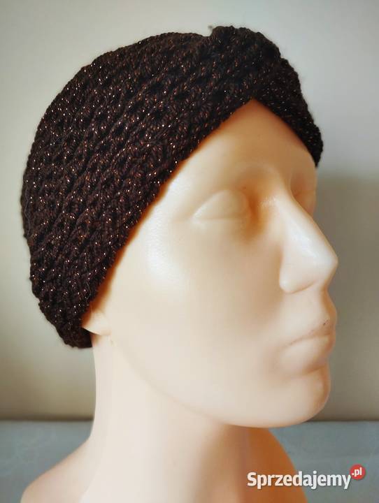 Damska brązowomiedziana opaskaturban handmade Nakrycia głowy Olsztyn