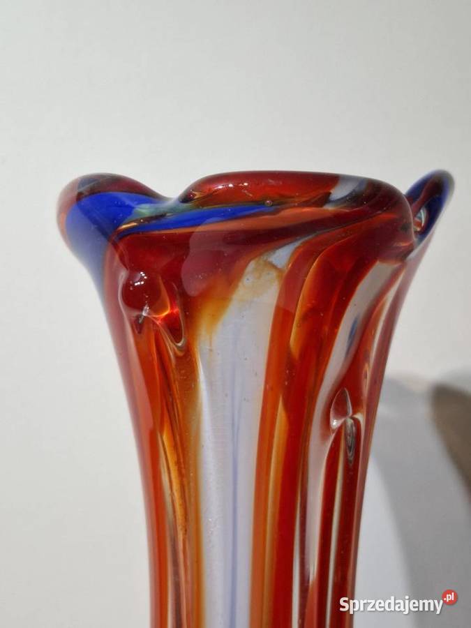 Szklany wazon flakon szkło barwione retro małopolskie Kraków