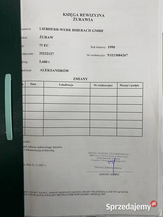 Sprzedam wynajmę liebherr 71 CE Dźwigi, podnośniki Lublin