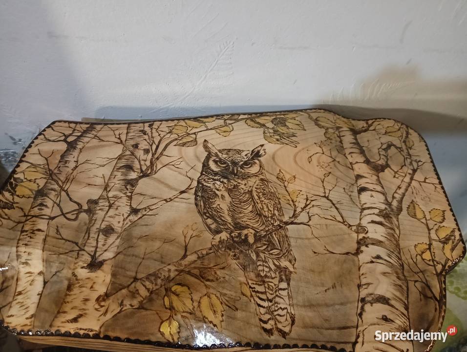 Stolik kawowy ręcznie wypalany plaster brzozy Augustów