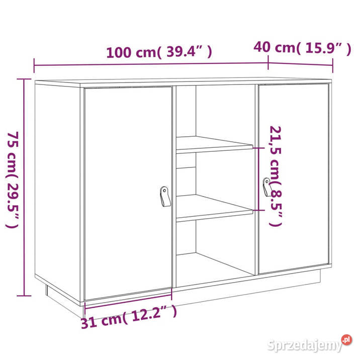 Komoda 100x40x75 lite drewno sosnowe WM820132 Komody