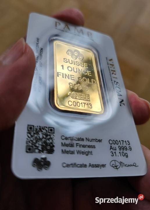 sztabka złota imitacja 1 uncja PAMP certyfikat Warszawa sprzedam