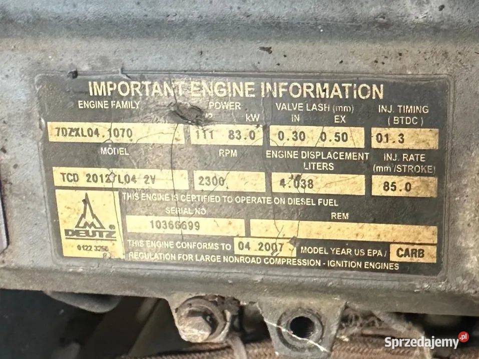 Silnik DEUTZ TCD 2012 L04 4Cylindry