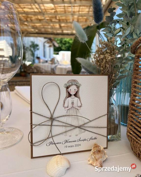 Zaproszenia na komunie dziewczynki ręcznie Gdańsk