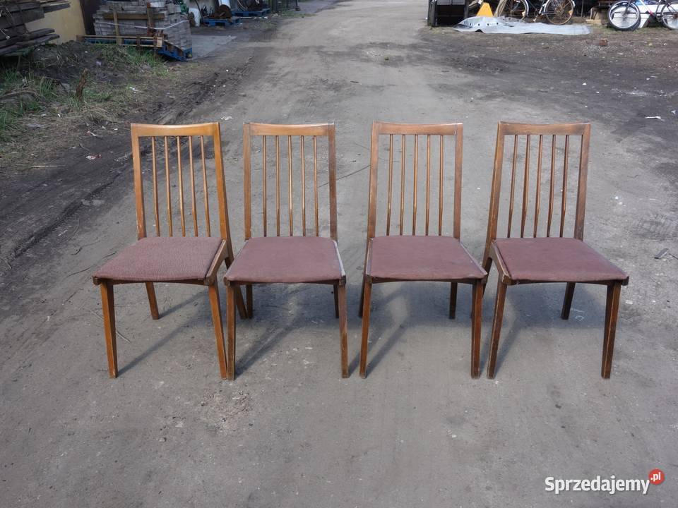 Krzesła Hałas typ 200157 komplet 4 sztuki PRL Meble Tarnowskie Góry