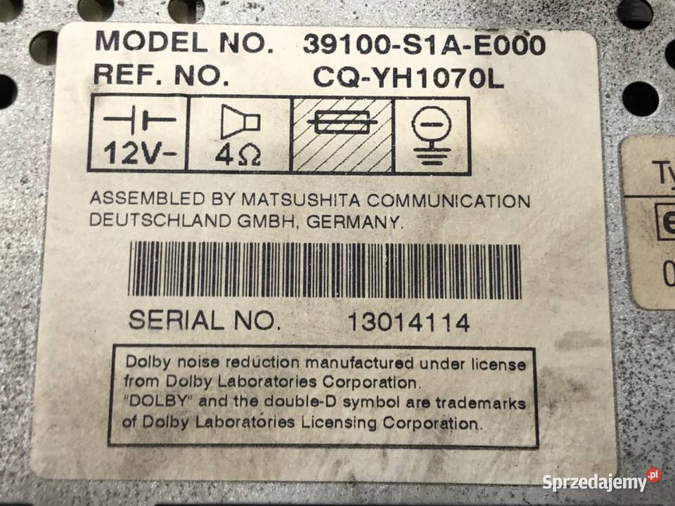 RADIO HONDA JAZZ II 39100S1AE000 0108 ODTWARZACZ osobowe Sprzęt audio fabryczny