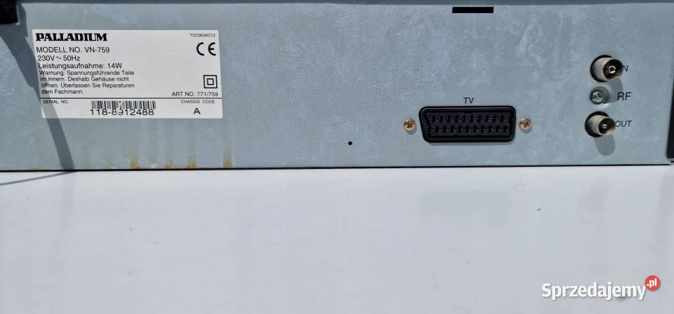 Video magnetowid Palladium VN 759 VN759 VHS Elektronika Międzychód