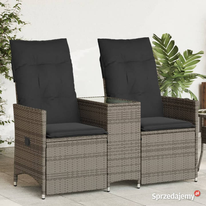 Rozkładana sofa ogrodowa 2 os ze stolikiem szara Krzesła ogrodowe Warszawa