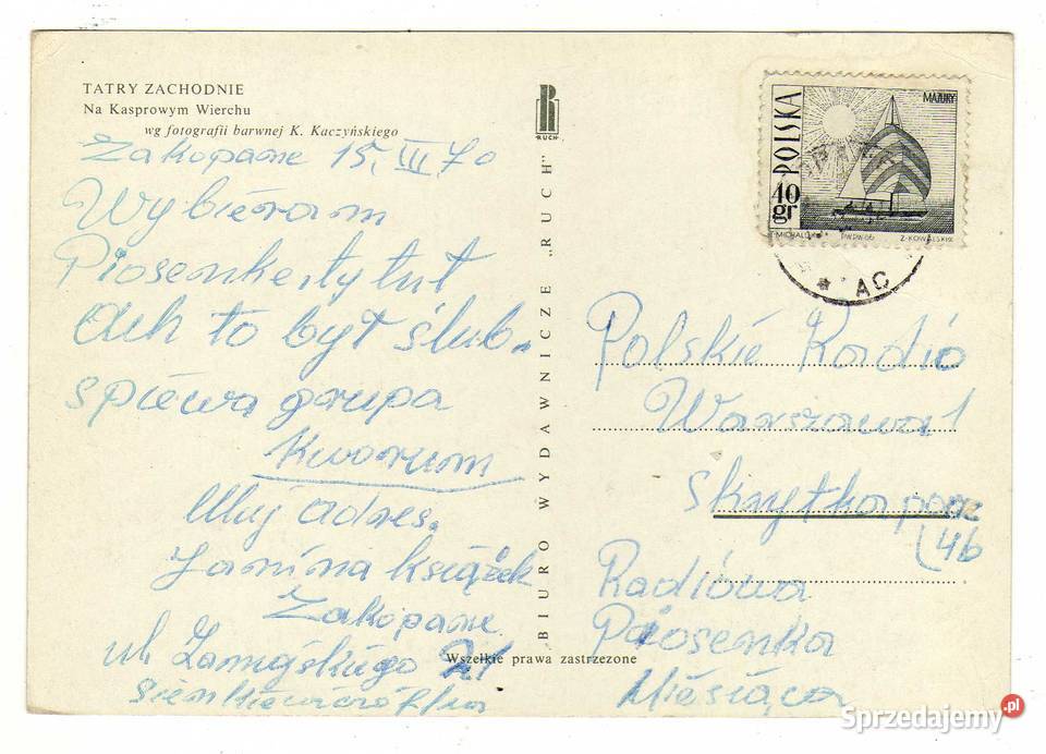 TATRY ZACHODNIE KASPROWY WIERCH POCZTÓWKA Krynki