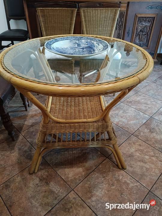 Zestaw ratanowy stół i dwa krzesła Lipno