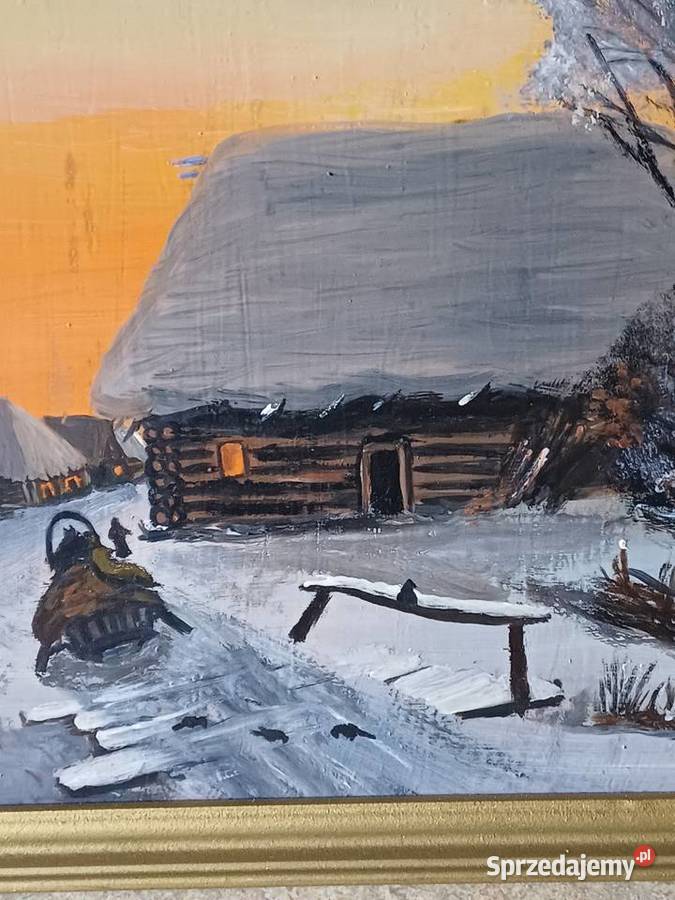 vintage obraz olejny na dykcie Nowy Targ sprzedam