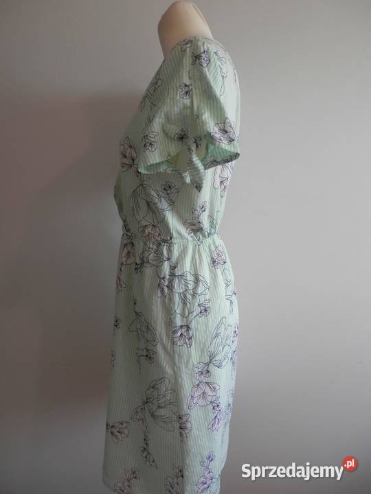 Sukienka Bawełniana Kwiaty Kopertowy Dekolt podlaskie Łomża