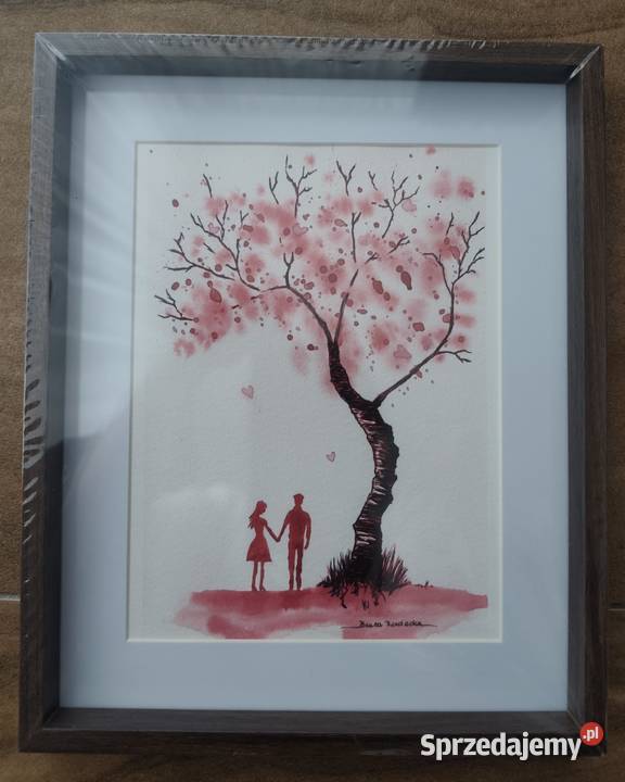 Akwarela Akwarelka Obraz pt Miłość w oprawie Warszawa sprzedam