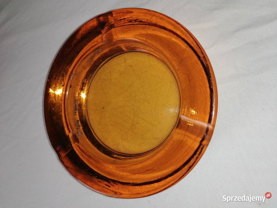 Popielniczka miodowa z grubego szkła Łódź sprzedam