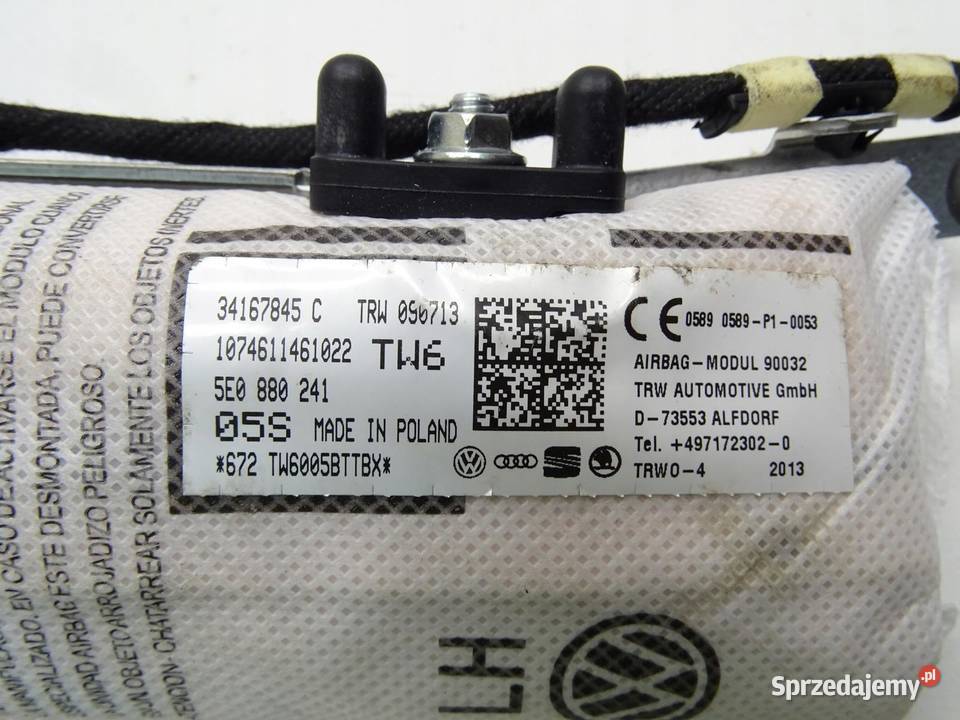 PODUSZKA POWIETRZNA AIRBAG FOTELA LEWA SKODA osobowe sprzedam