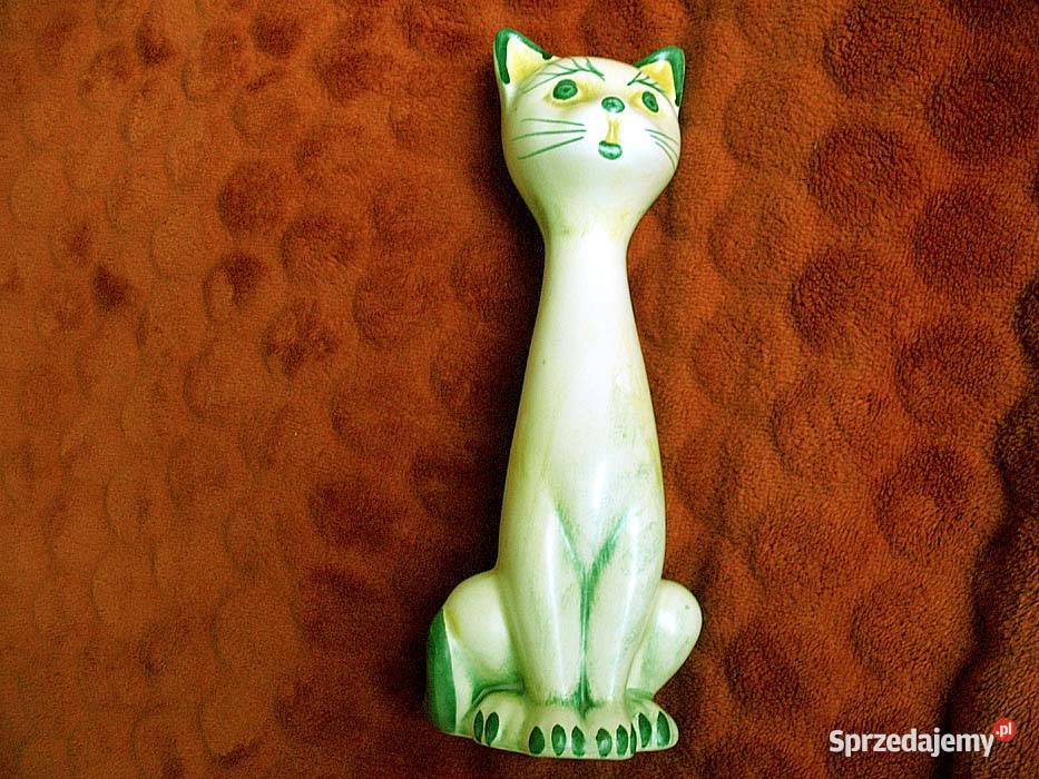 Kot koteczek ręcznie malowany porcelana 21 x 9 x Figurki i rzeźby Siedlce sprzedam