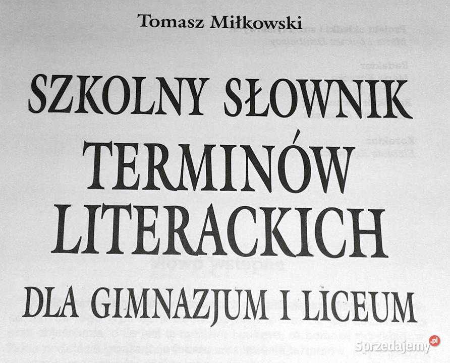Szkolny słownik terminów literackich Tomasz twarda Chełm