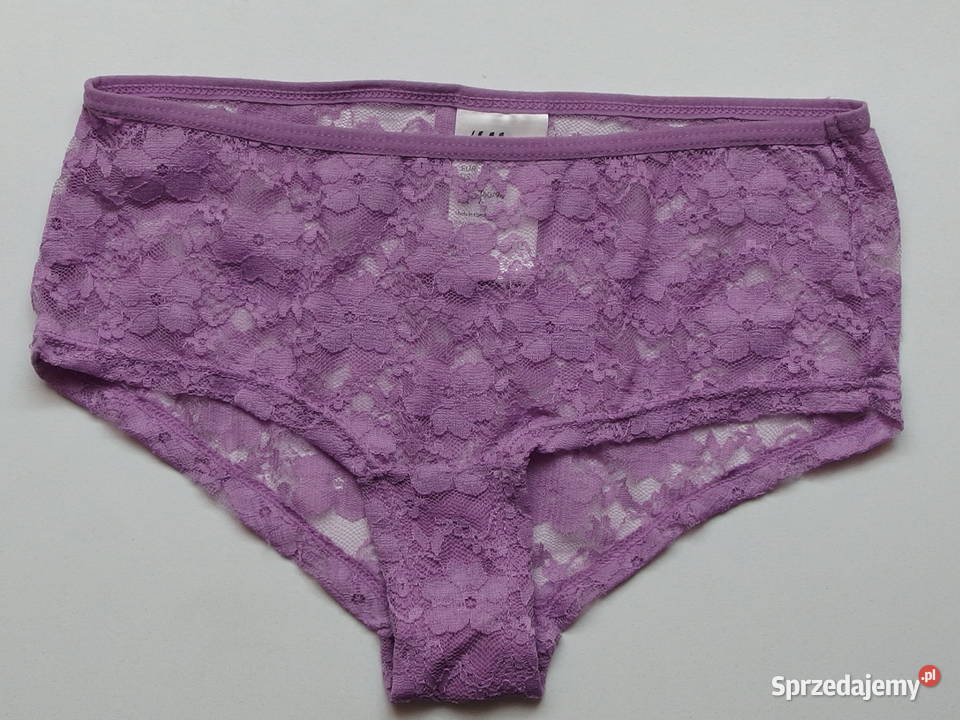 fioletowe koronkowe majtki figi Hm koronka xs 34