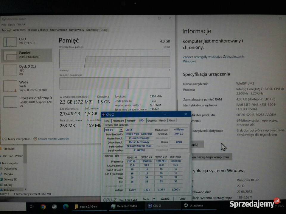 Crucial Ballistix Sport DDR4 4GB laptopowa 2400 PC19200 2400MHz kujawsko-pomorskie Bydgoszcz