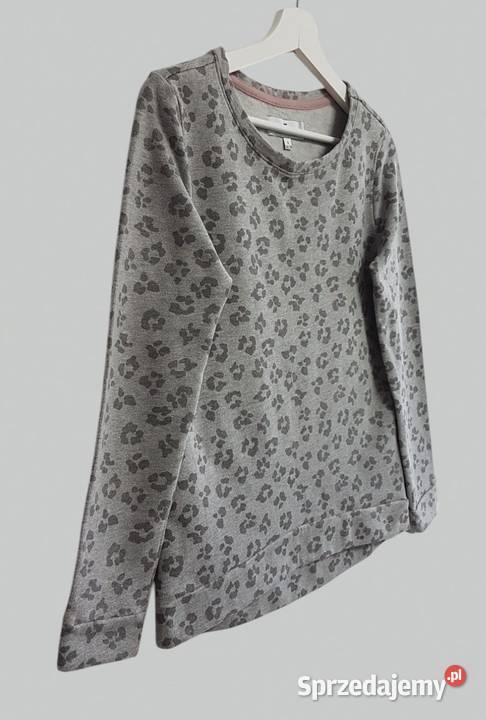 Damski miękki sweter szary w panterkę długim szary/srebrny małopolskie Chrzanów
