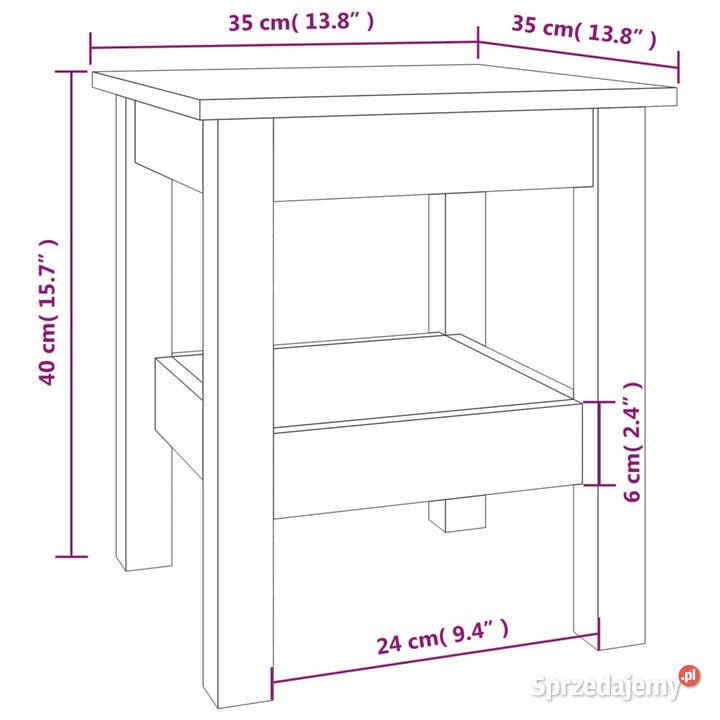 Stolik kawowy miodowy brąz 35x35x40 lite drewno Stoły
