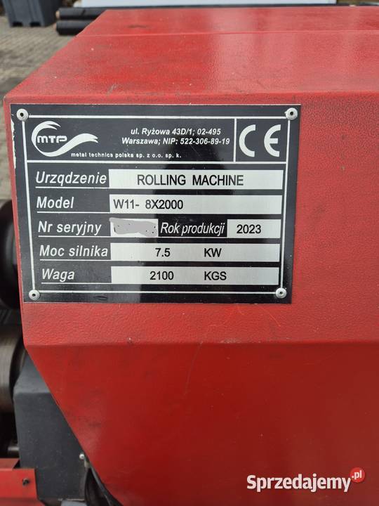 WALCARKA Mechaniczna MTP W118x2000 Gdańsk