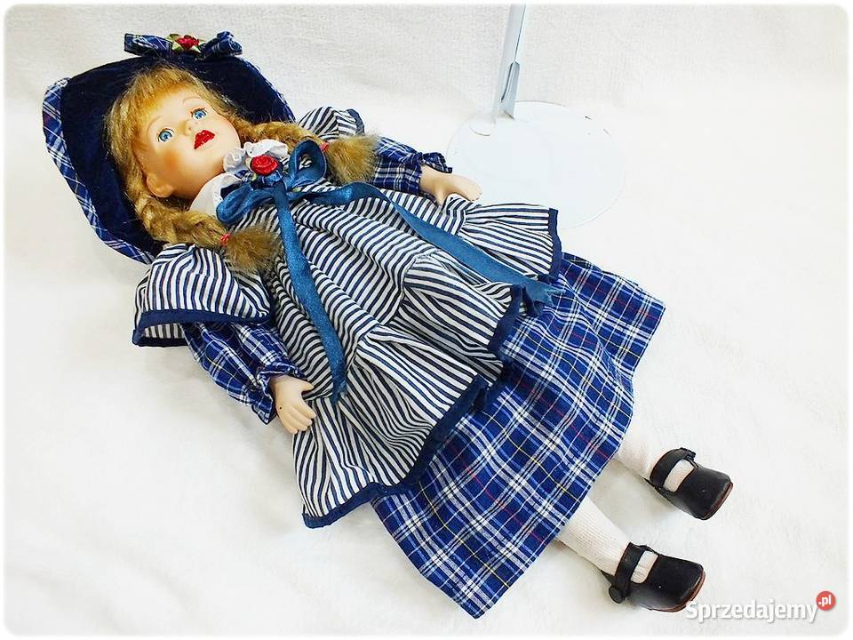 Porcelanowa stara Lalka na stojaku wys55 Pozostałe Żary sprzedam