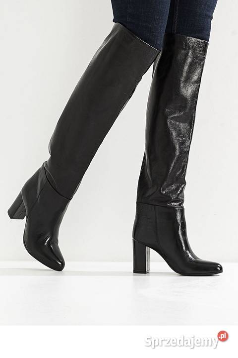 Wysokie kozaki KOLANO Texto SZERSZA cholewka czarny Moda i Styl