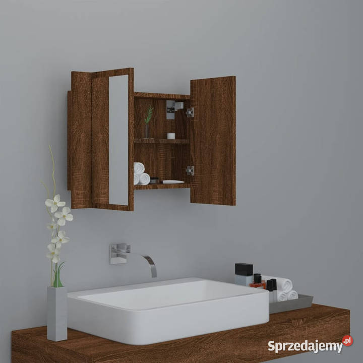 Szafka łazienkowa z lustrem brązowy dąb 60x12x45 Warszawa