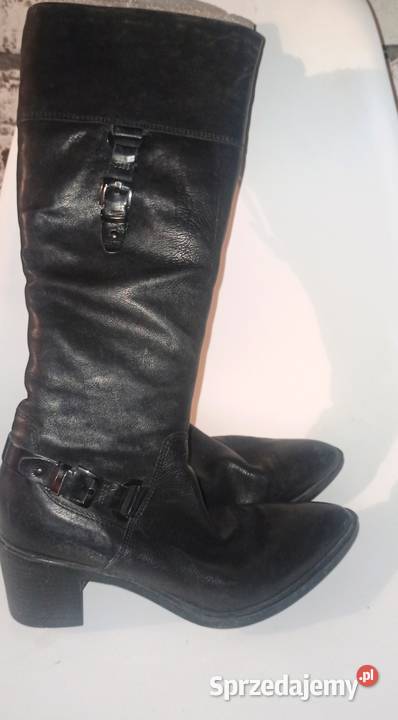 czarne skórzane kozaki skóra Kozaki Moda i Styl śląskie