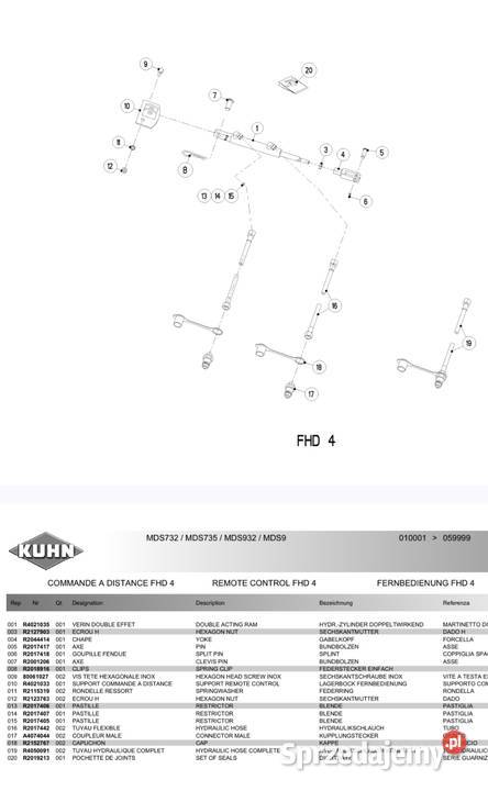 Siłownik KUHN MDS RAUCH MDS 61 62 65 732 735 932 lubelskie Hrubieszów sprzedam