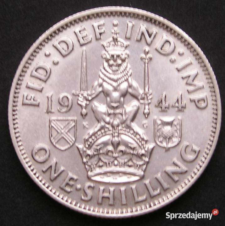 WIELKA BRYTANIA 1 SHILLING 1944 JERZY V SREBRO Łódź