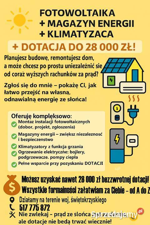FOTOWOLTAIKA MAGAZYN ENERGII KLIMATYZACJA Z Busko-Zdrój