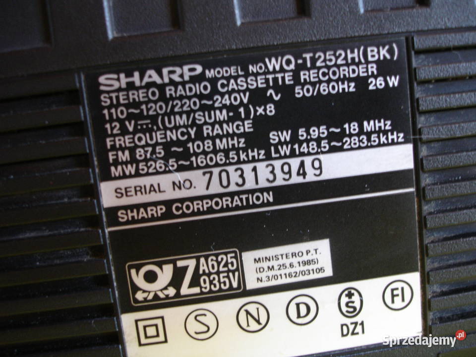 Radiomagnetofon SHARP WQT252H Zielona Góra