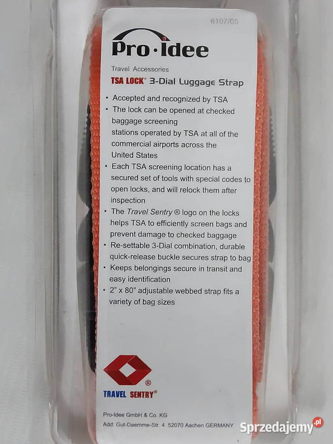 Pas do bagażu z zamkiem TSA ProIdee Pomarańczowy Biłgoraj