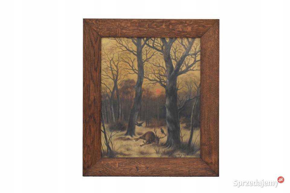 M Gierymski Upolowany Jeleń Łoś Myśliwski Obraz Kraków